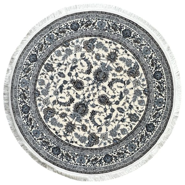 150 x 150cm Royal Cream Persian All Over Afshan Floral Machine-Made Round Rug