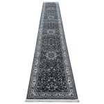 500 x 80cm Persian Kashan Medallion Design Grey Runner Rug