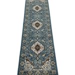 300 x 80cm Persian Tabreaz Design Blue Runner Rug