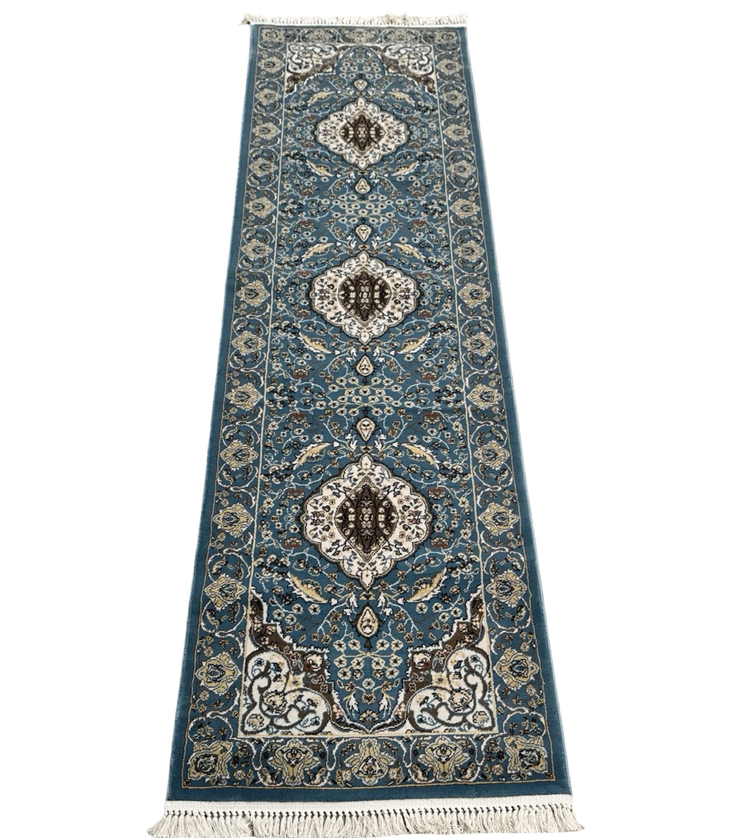 rrrnnna ler_22 300 x 80cm Persian Tabreaz Design Blue Runner Rug - Image 1