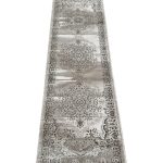 300 x 80cm Persian Vintage Machine Made Runner Rug – Silver and Brown Floral Medallions