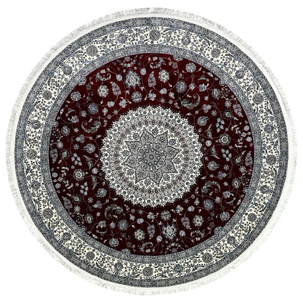 250 x 250cm Persian Red Nain Design Fine Quality Machine Made Round Rug