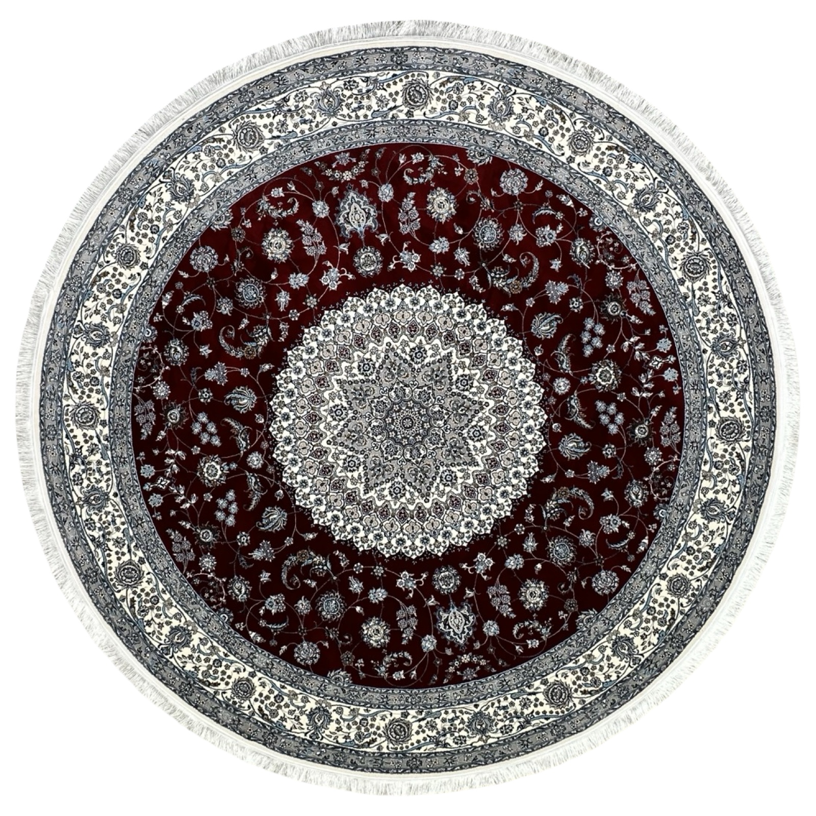 2 x 2 rrrrrr_10 250 x 250cm Persian Red Nain Design Fine Quality Machine Made Round Rug - Image 1