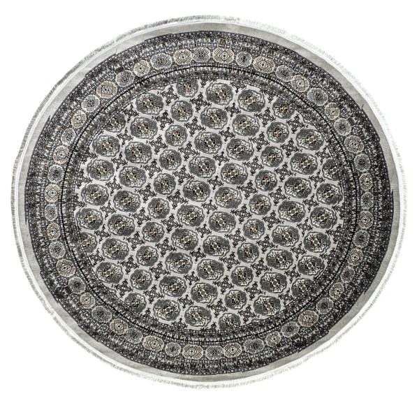 200 x 200cm Grey Bokhara Design Machine Made Round Rug