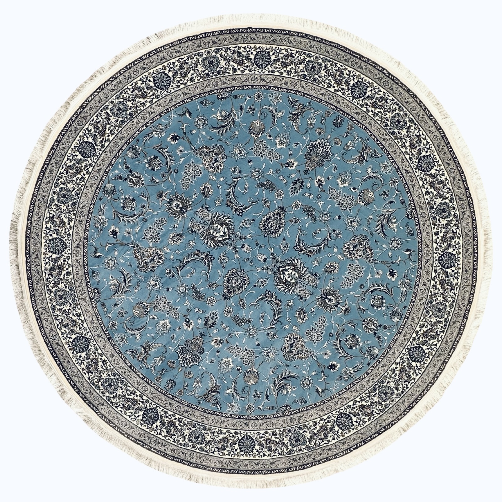 2 x 2 rrrrrr_49 250 x 250cm Persian All Over Afshan Design Blue Round Rug - Image 1