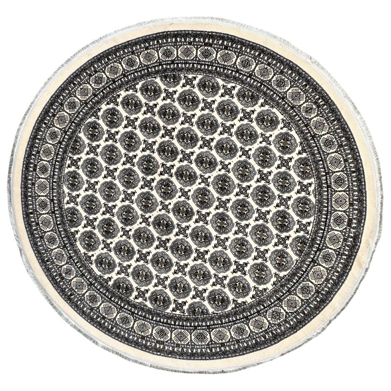 200 x 200cm Cream Bokhara Design Machine Made Round Rug