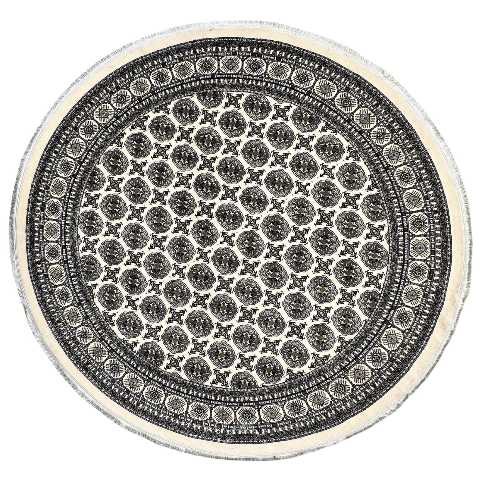 2 x 2 rrrrrr_57 250 x 250cm Cream Bokhara Design Fine Machine Made Round Rug - Image 1
