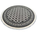 Cream Bokhara Design Machine Made Round Rug