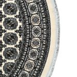 Cream Bokhara Design Machine Made Round Rug