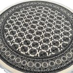 Cream Bokhara Design Machine Made Round Rug