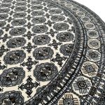 Cream Bokhara Design Machine Made Round Rug