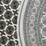 Cream Bokhara Design Machine Made Round Rug