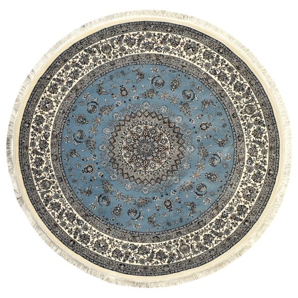 250 x 250cm  Persian Blue Nain Design Fine Quality Machine Made Round Rug