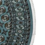 Duck Egg Blue Bokhara Design Machine Made Round Rug