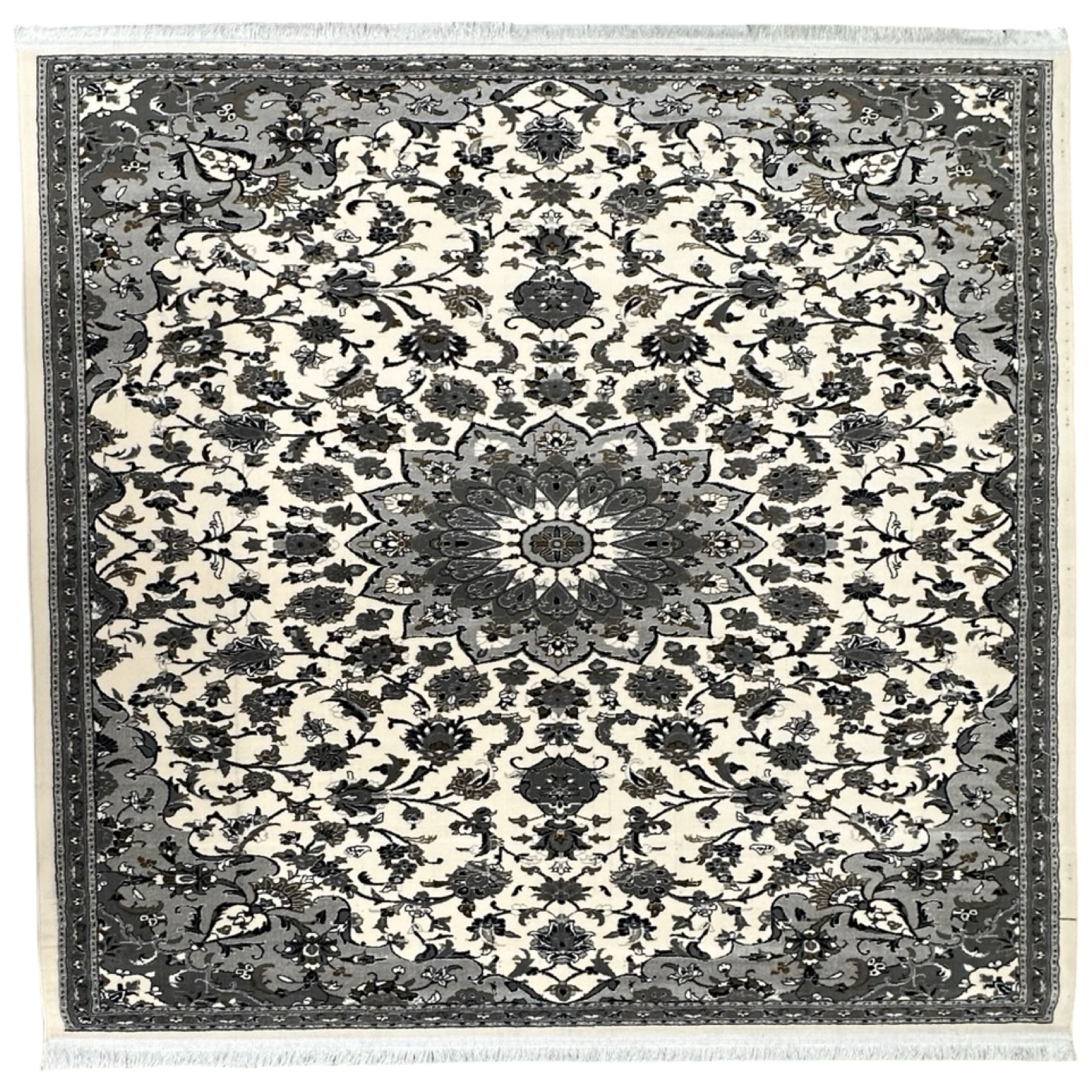 3 x 2 kkkkbsjsj_1 200 x 200cm Square Iranian Machine-Made Nain Design Rug – Cream & Grey - Image 1