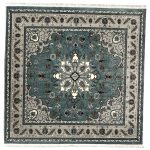 200 x 200cm Square Iranian Machine-Made Floral Medallion Rug – Blue & Grey