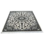 200 x 200cm Square Iranian Machine-Made Nain Design Rug – Cream & Grey - Image 2