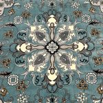200 x 200cm Square Iranian Machine-Made Floral Medallion Rug – Blue & Grey - Image 6