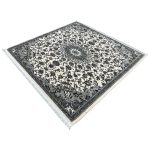 200 x 200cm Square Iranian Machine-Made Nain Design Rug – Cream & Grey - Image 3