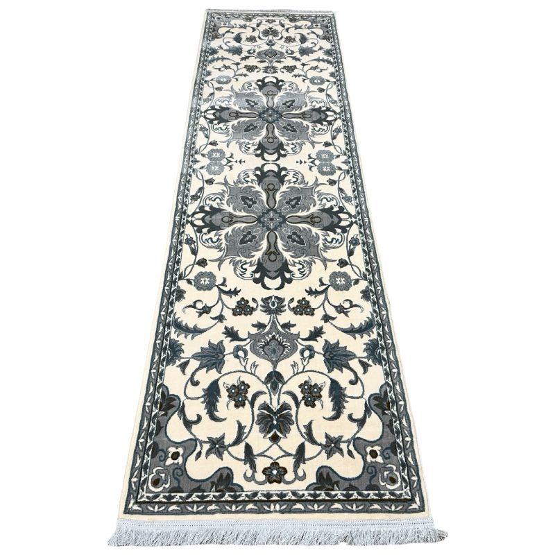 Ivory & Grey Floral Persian Runner Rug