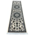 Ivory & Grey Floral Medallion Persian Runner