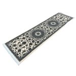 Ivory & Grey Floral Medallion Persian Runner