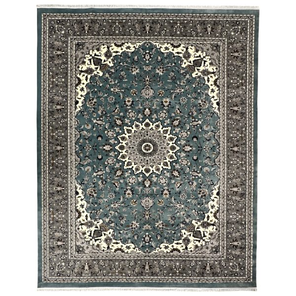 Duck Egg Blue Classic Floral Design Rug