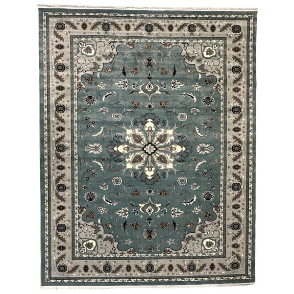 400 x 300 cm Duck Egg Blue Tabriz Floral Medallion Royal Rug