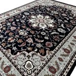 400 x 300 cm Deep Navy Tabriz Floral Medallion Royal Rug - Image 4