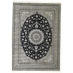 350 x 250cm Persian Nain Design Fine Machine Made Navy\Grey Rug