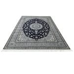350 x 250cm Persian Nain Design Fine Machine Made Navy\Grey Rug - Image 2