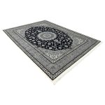 350 x 250cm Persian Nain Design Fine Machine Made Navy\Grey Rug - Image 3
