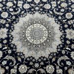 350 x 250cm Persian Nain Design Fine Machine Made Navy\Grey Rug - Image 6