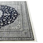 350 x 250cm Persian Nain Design Fine Machine Made Navy\Grey Rug - Image 7