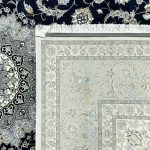 350 x 250cm Persian Nain Design Fine Machine Made Navy\Grey Rug - Image 8
