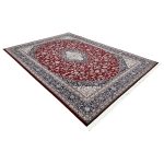 350 x 250 Royal Persian Kashan Medallion Fine Machine Made Red Rug - Image 3
