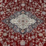 350 x 250 Royal Persian Kashan Medallion Fine Machine Made Red Rug - Image 6