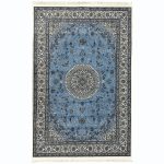 230 x 160cm Persian Blue Nain Design Fine Quality Machine Made Rug