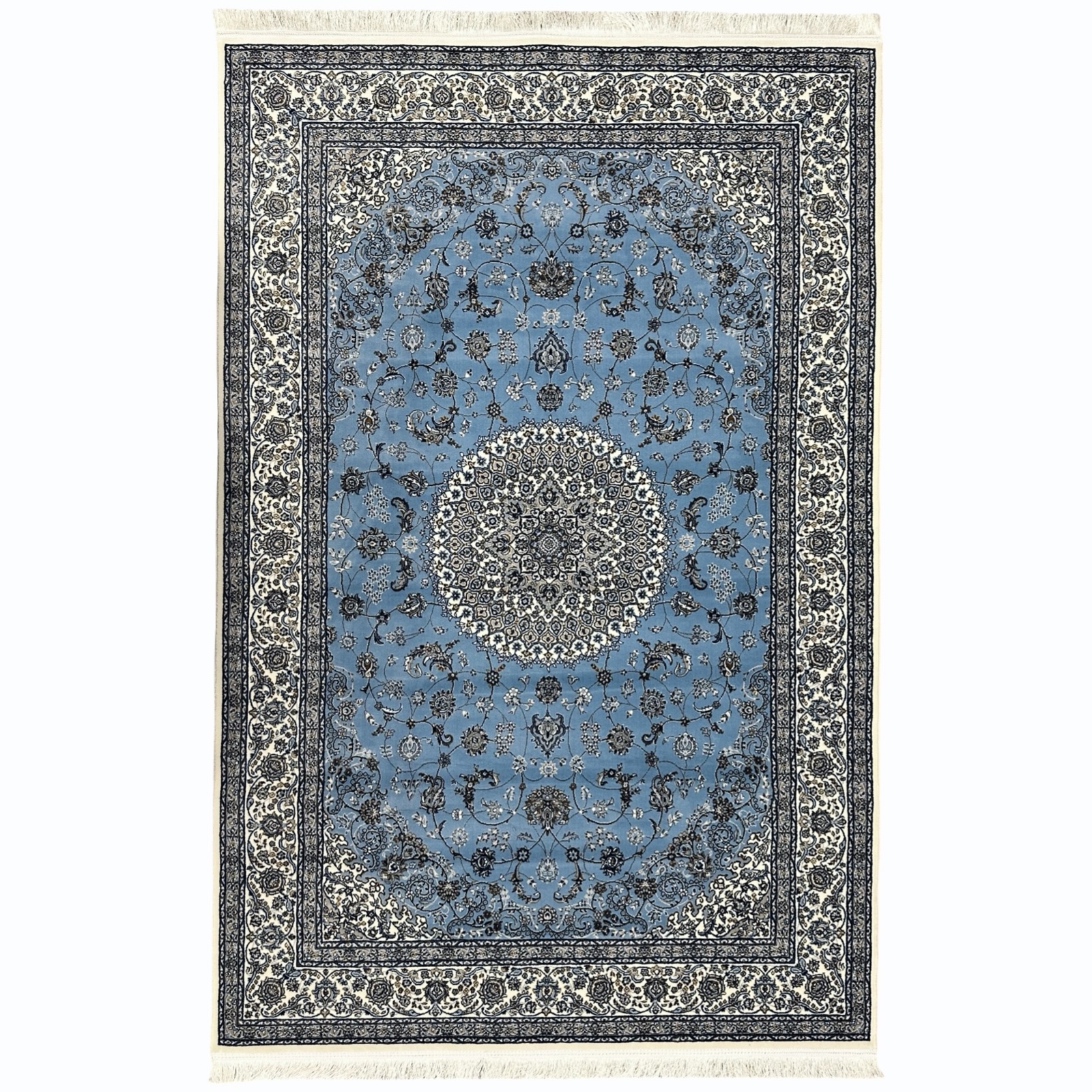 350 x 250 irrrrnkhv_17 230 x 160cm Persian Blue Nain Design Fine Quality Machine Made Rug - Image 1