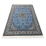 230 x 160cm Persian Blue Nain Design Fine Quality Machine Made Rug - Image 2