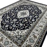 400 x 300 cm Deep Navy Fine Kashan Style Royal Rug - Image 4