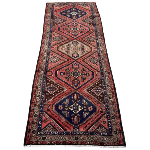 275 x 96cm Hand-Knotted Persian Hamadan Geometric Runner