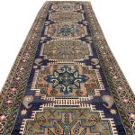 340cm x 97cm Hand-Knotted Persian Caucasian Geometric Runner - Image 3