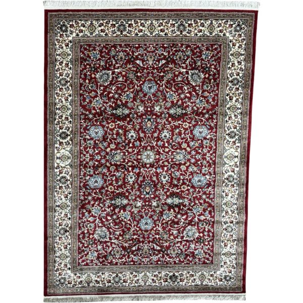 Red Iranian Kashan All Over Design Machine Made Rug