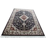 Dark Navy Iranian Kashan Medallion Design Rug - Image 2