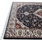 Dark Navy Iranian Kashan Medallion Design Rug - Image 7