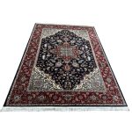 Dark Navy Iranian Heriz Design Medallion Rug - Image 2