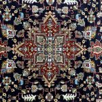 Dark Navy Iranian Heriz Design Medallion Rug - Image 4