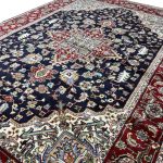 Dark Navy Iranian Heriz Design Medallion Rug - Image 6
