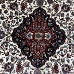 Ivory & Cream Iranian Kashan Medallion Design Rug - Image 5